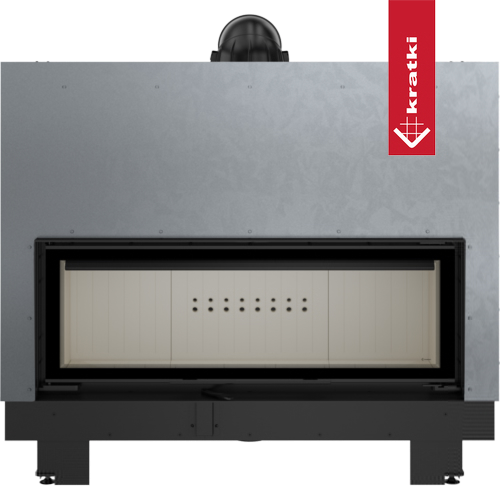 Kamineinsatz aus Stahl MB120 - 20 kW Ø 200 - Stahlfront mit Siebdruckglas