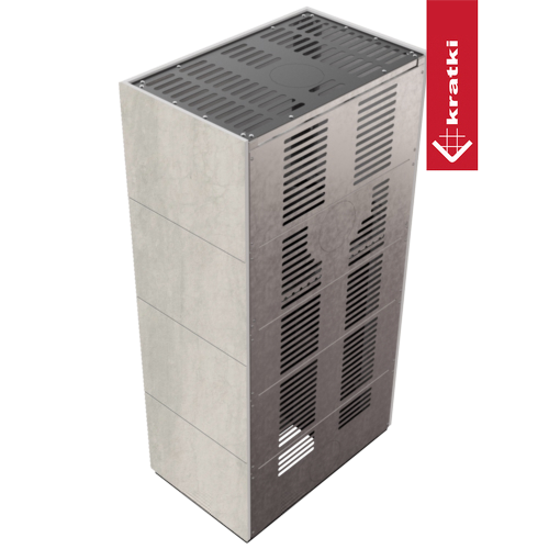 Kaminbausatz FLOKI BOX 8 kW Ø 160 Quarzsinter NATURALI PIETRA DI SAVOIA PERLA BOCCIARDATA