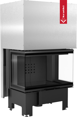 Kamineinsatz NBC 800/400 - 10 kW Ø 200 - Stahlfront mit Siebdruckglas - Dreiseitiger Aufzug