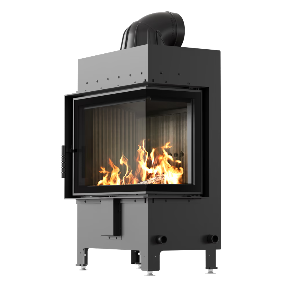 Kamineinsatz aus Stahl LUCY 12 kW Ø 200 schwarz Verkleidung