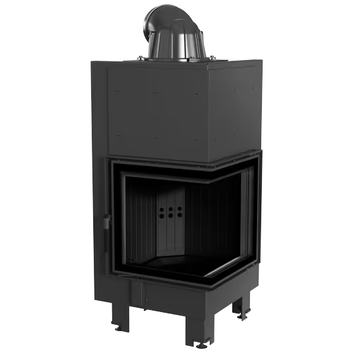 Kamineinsatz aus Stahl MBN - 8 kW Ø 200 - Stahlfront mit Siebdruckglas