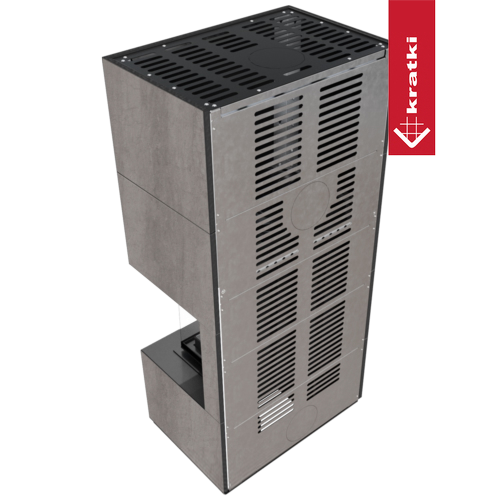 Kaminbausatz FLOKI BOX 8 kW Ø 160 Quarzsinter NATURALI PIETRA DI SAVOIA GRIGIA BOCCIARDATA