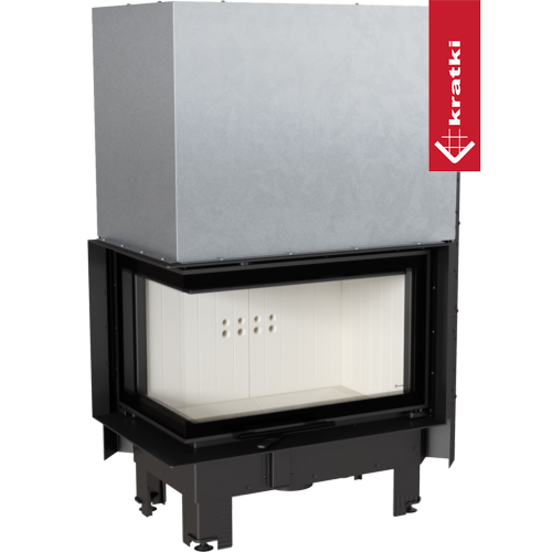 Kamineinsatz aus Stahl MBM - 10 kW Ø 200 - Stahlfront mit gebogenem Siebdruckglas