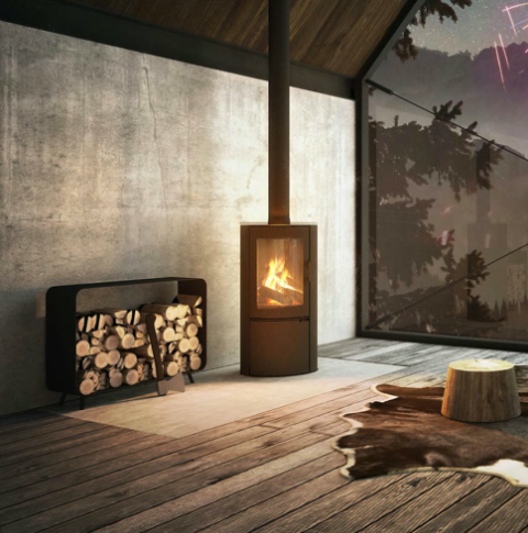 Stahl-Gusseisen Kaminofen AB Ø 150 8 kW schwarz Verkleidung