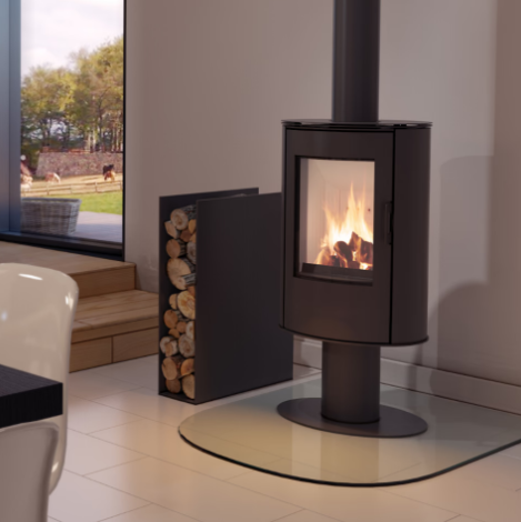 Kratki AB S/N/DR - Kaminofen aus Stahl mit Standfuss 8 kW Ø 150 mit Zubehör