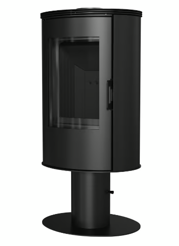 Kratki AB S/N/DR - Kaminofen aus Stahl mit Standfuss Ø 150 8 kW schwarz Verkleidung