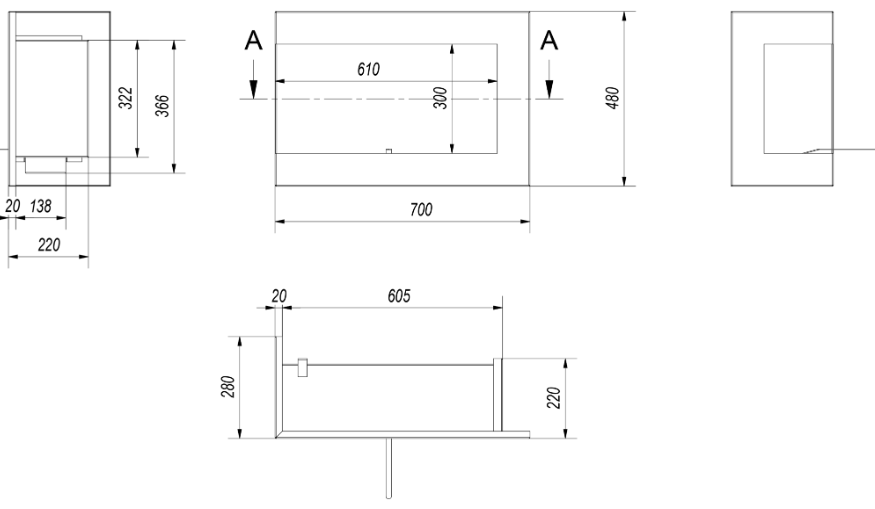 Wand-Biokamin DELTA 700 links mix set