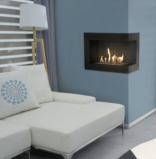 Wandkamin Bioethanol Eckkaminl DELTA rechts 70 cm TÜV