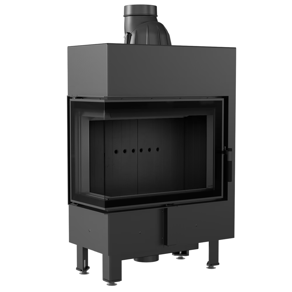 Kamineinsatz aus Stahl LUCY 12 SLIM - 8 kW Ø 160 schwarz Verkleidung