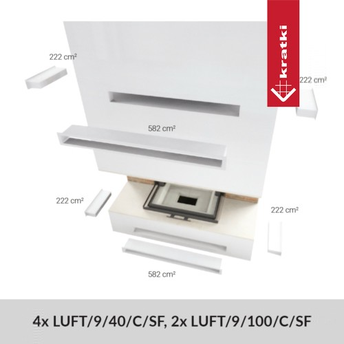 Kamineinsatz NBC 800/400 - 10 kW Ø 200 - Stahlfront mit Siebdruckglas - Dreiseitiger Aufzug