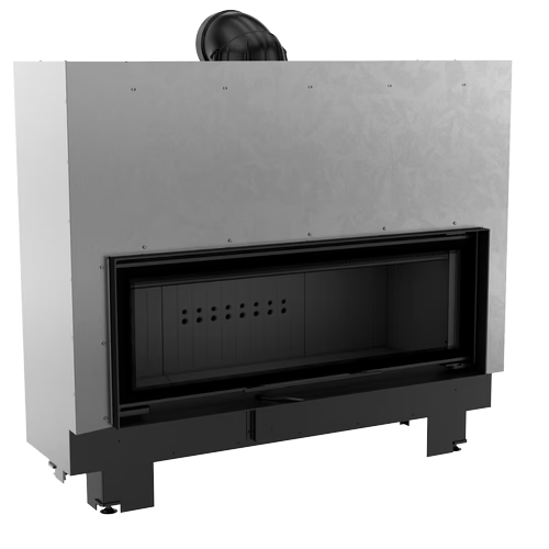 Kamineinsatz aus Stahl MB120 - 20 kW Ø 200 - Stahlfront mit Siebdruckglas