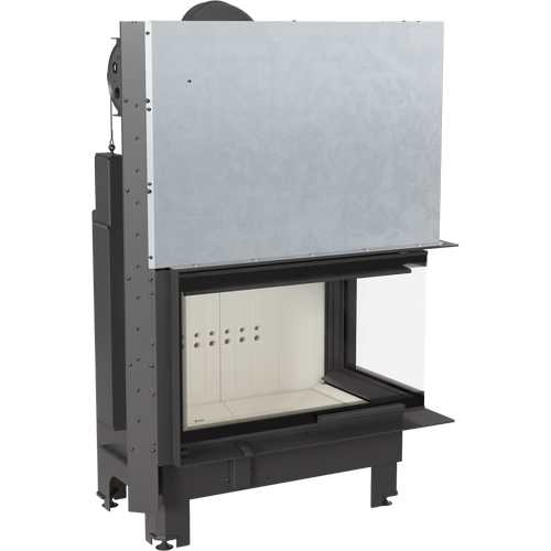 Kamineinsatz aus Stahl MBO - 15 kW Ø 200 - Stahlfront mit gebogenem Siebdruckglas