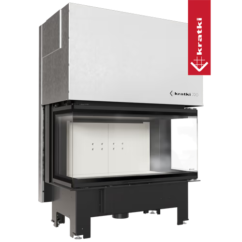 Kamineinsatz NBC 1000/400 - 15 kW Ø 200 - Stahlfront mit Siebdruckglas - Dreiseitiger Aufzug