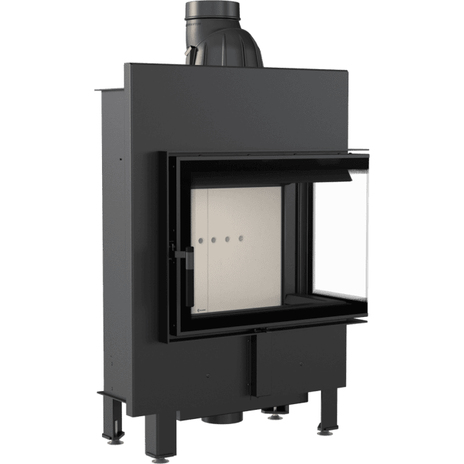 Intelligenter Kamineinsatz aus Stahl LUCY SLIM EKO rechts 8 kW Ø 160 MSK