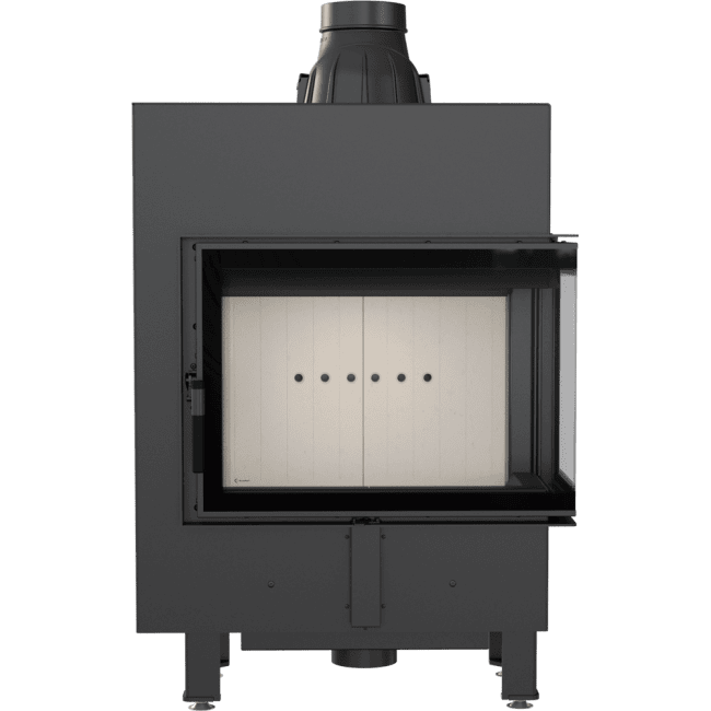Intelligenter Kamineinsatz aus Stahl LUCY SLIM EKO rechts 8 kW Ø 160 MSK