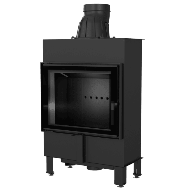 Intelligenter Kamineinsatz LUCY SLIM 8 kW Ø 160 schwarz Verkleidung MSK GLASS