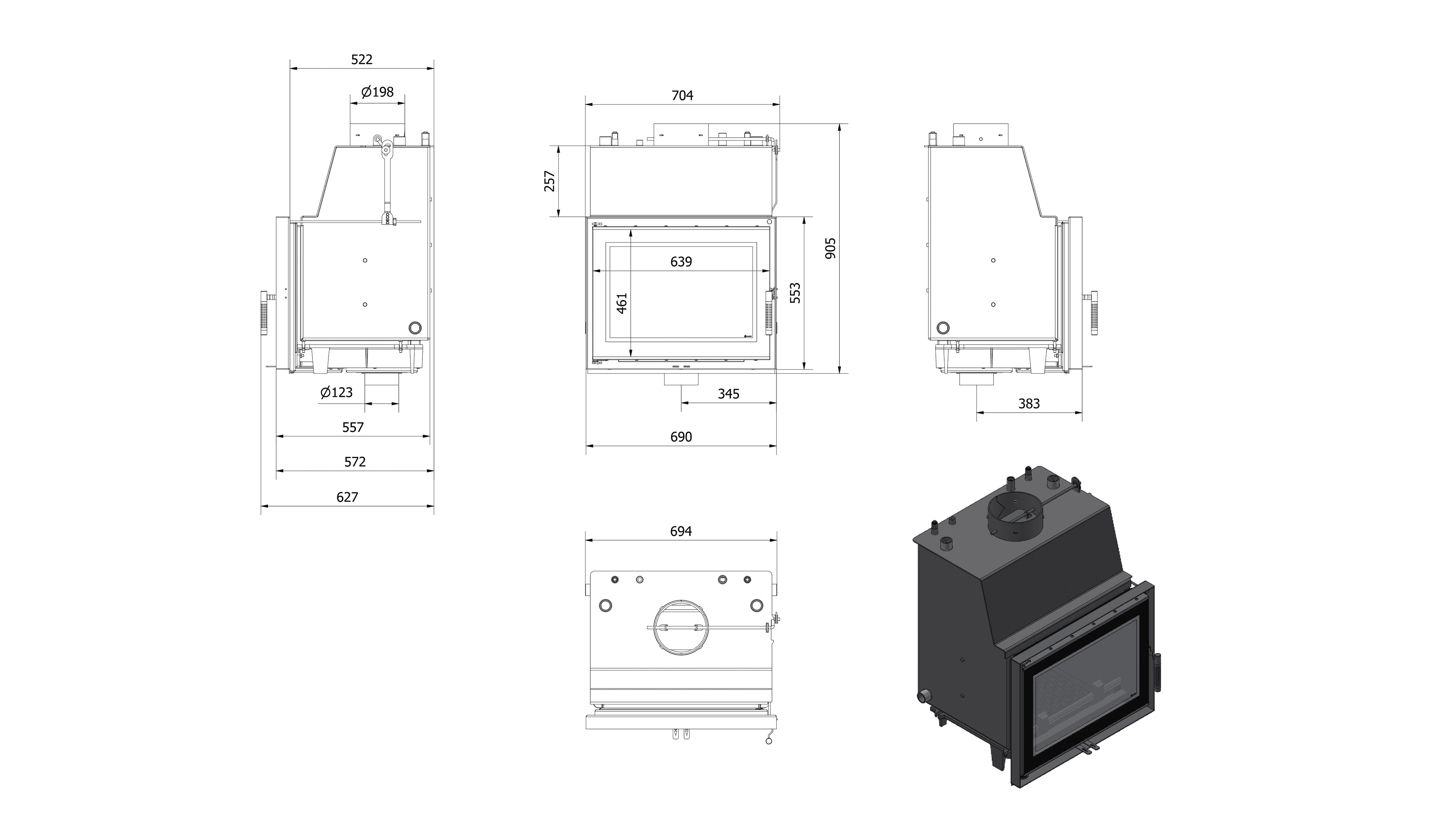 Wasserführender Kamineinsatz ZOSIA DECO 14 kW Ø 200