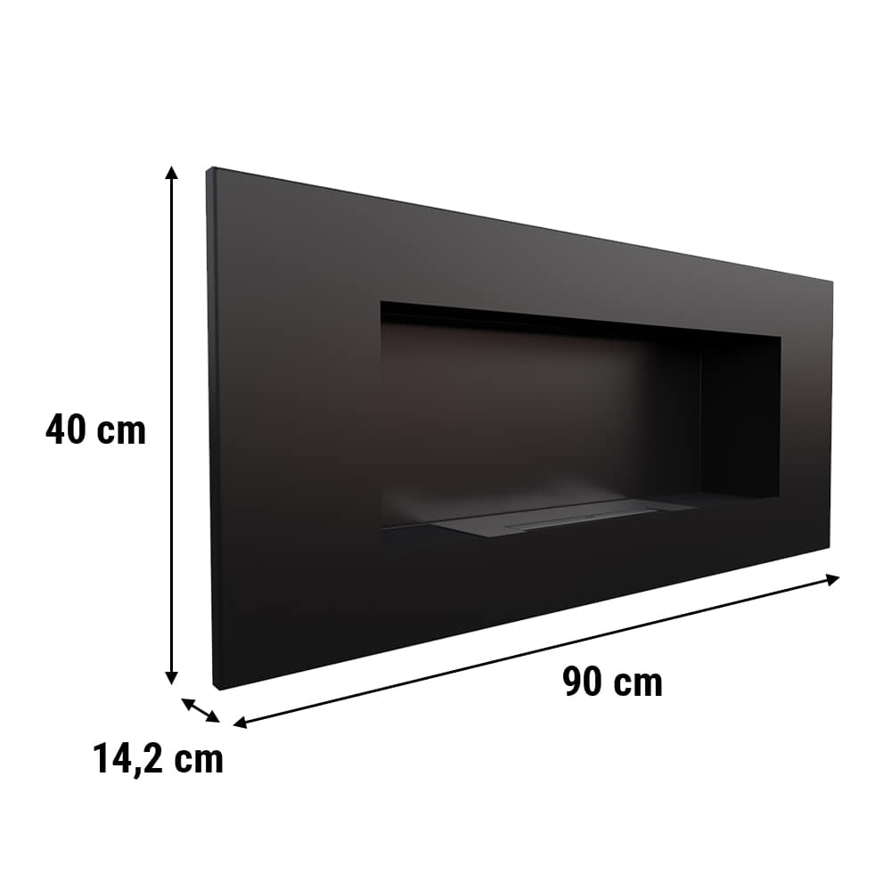 Wandkamin Bioethanol DELTA 2 TÜV schwarz mit Verglasung