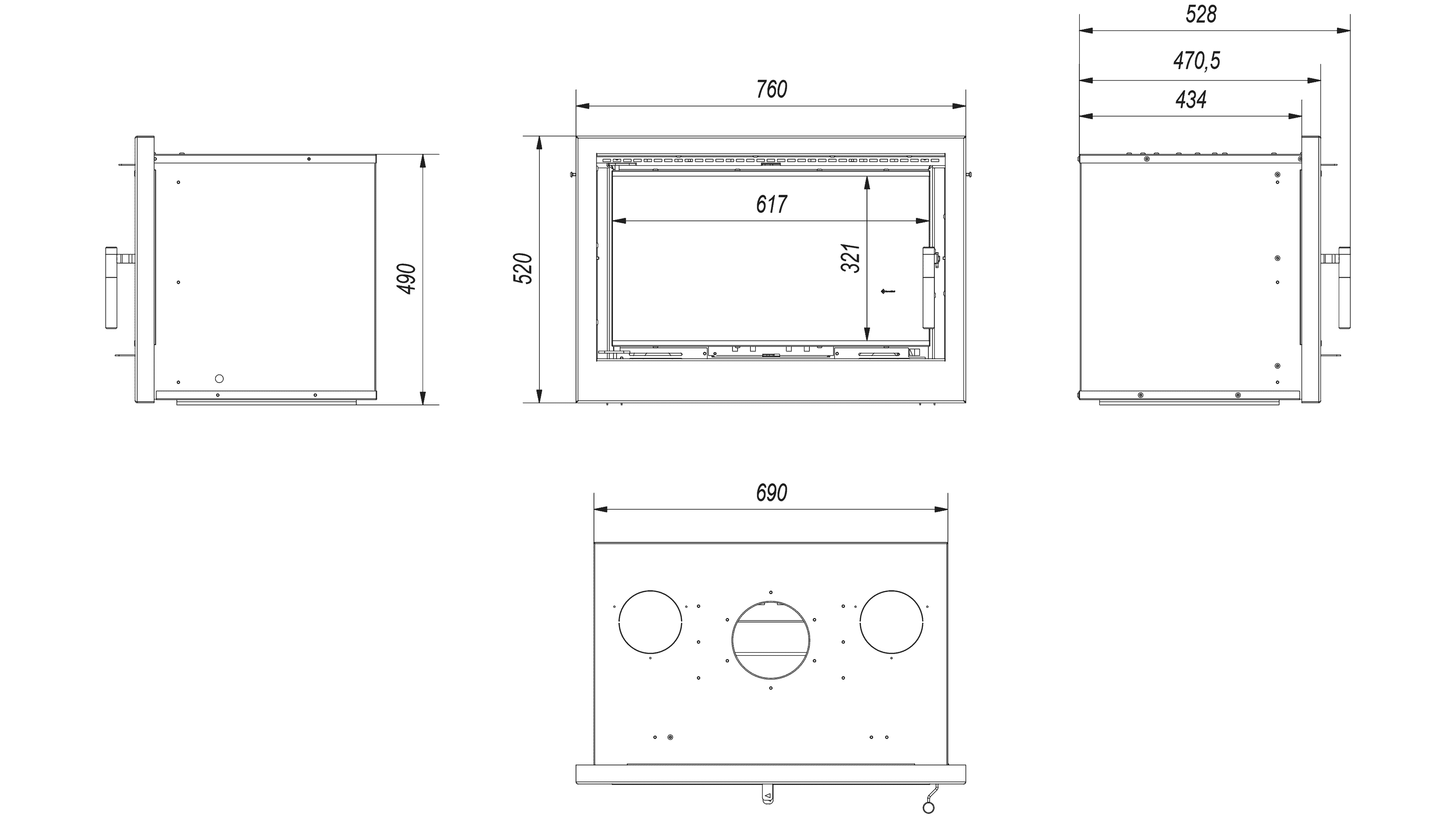 Kamin-Kassette ARKE 70 8 kW Ø 150 mit Türfeder