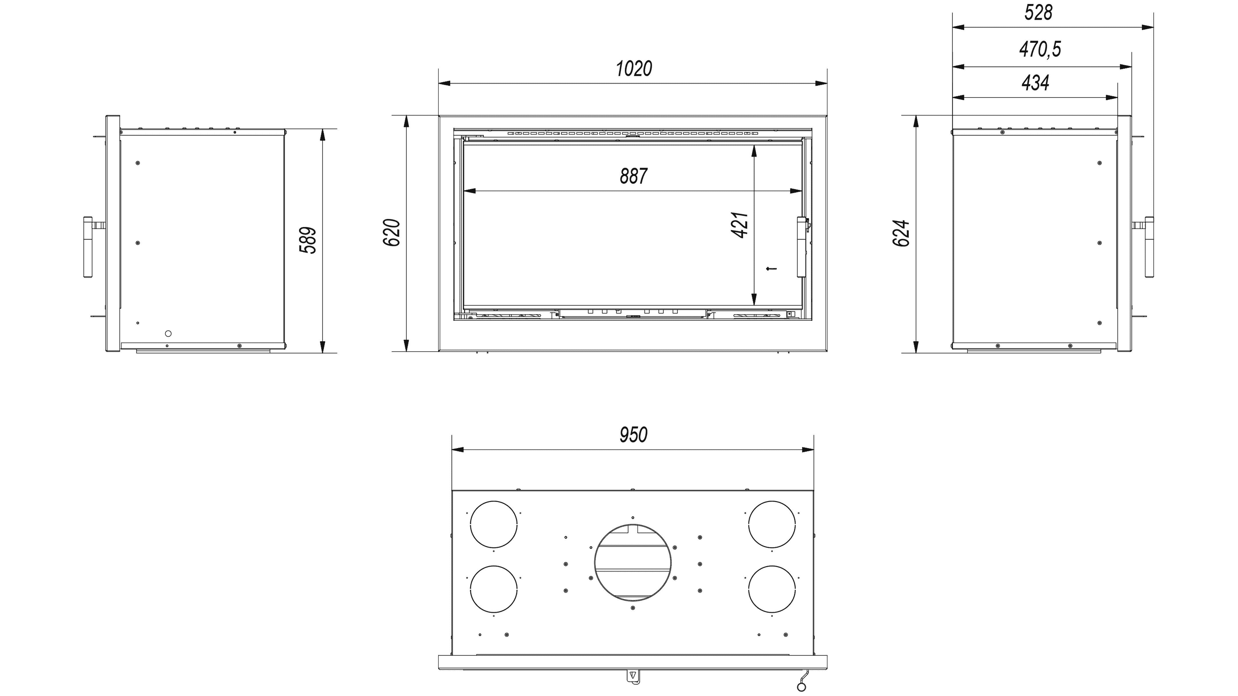 Kamin-Kassette ARKE 95 14 kW Ø 200 mit Türfeder