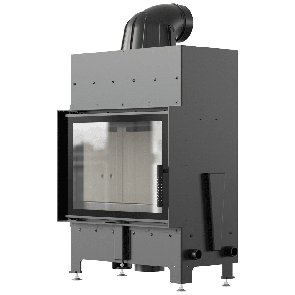 Kamineinsatz aus Stahl FLOKI M links 10 kW Ø 200