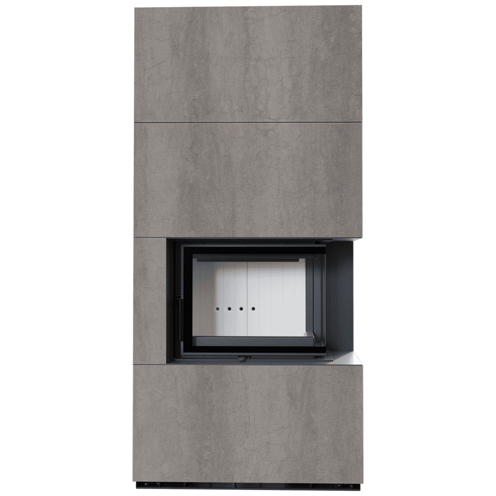 Kaminbausatz FLOKI BOX rechts 8 kW Ø 160 Quarzsinter NATURALI PIETRA DI SAVOIA GRIGIA BOCCIARDATA - 1