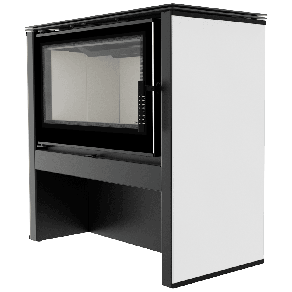 Kaminofen aus Stahl JUNO 12 kW Ø 160 weißes Paneel