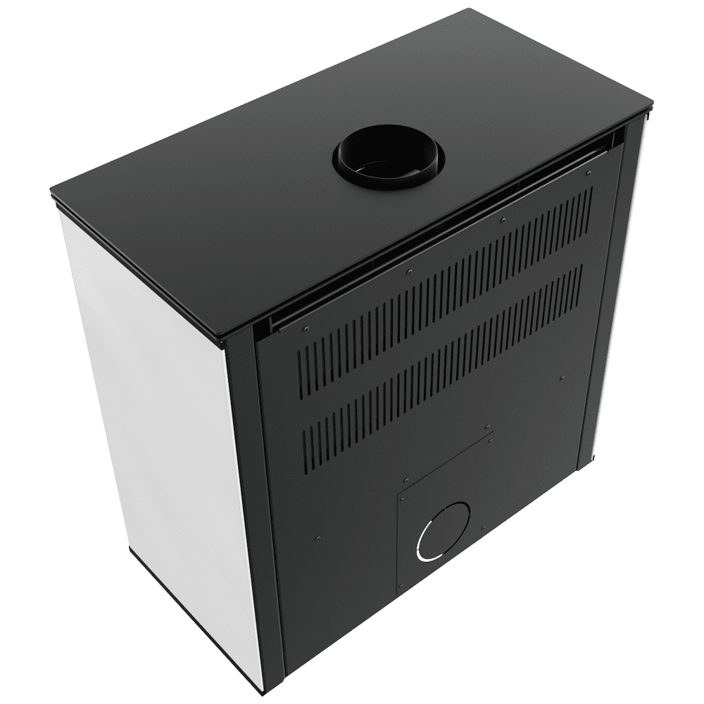 Kaminofen aus Stahl JUNO 12 kW Ø 160 weißes Paneel