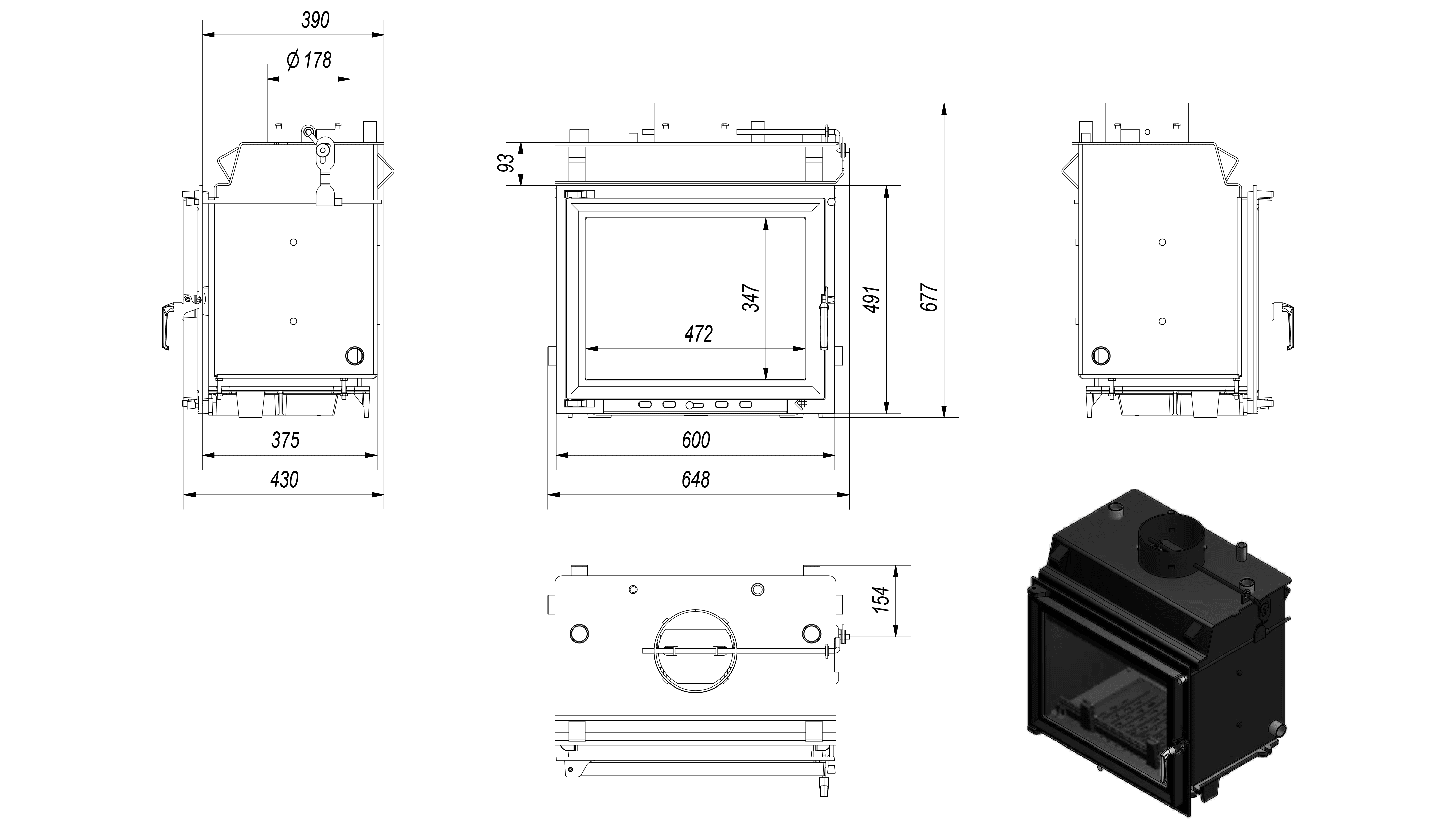 Wasserführender Kamineinsatz MAJA 8 kW Ø 180