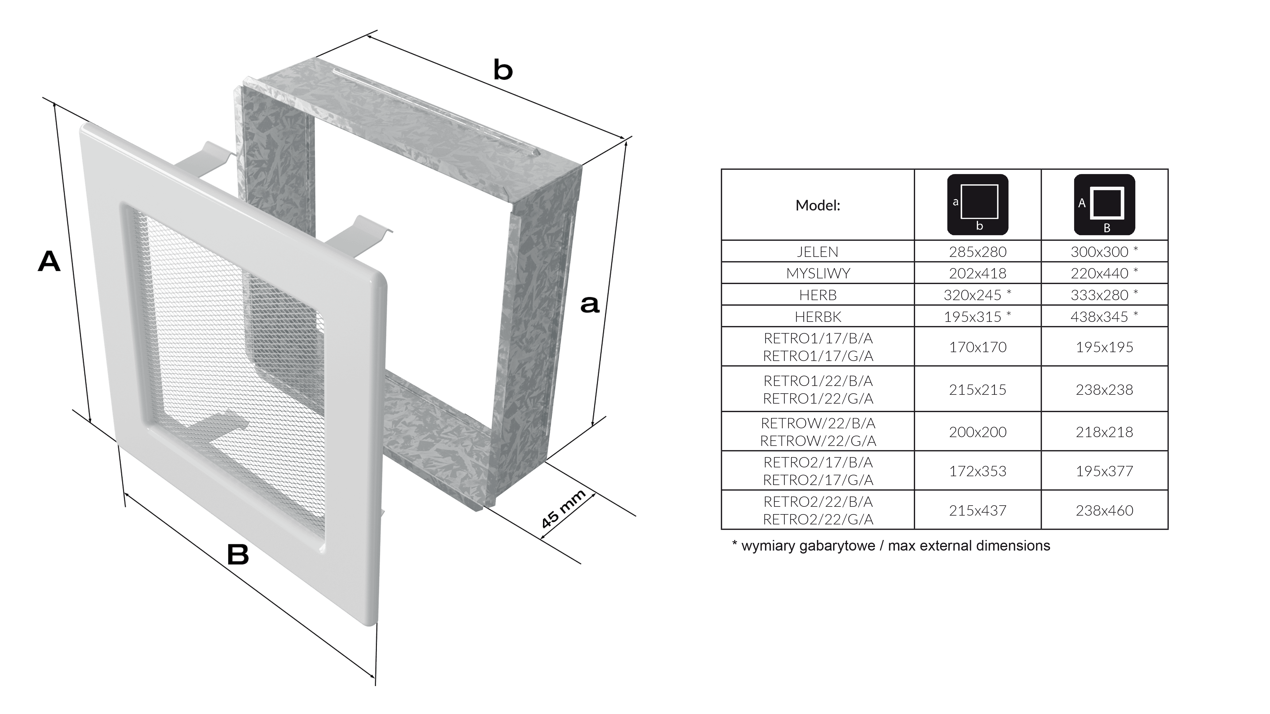 Lüftungsgitter Retro 22 weiß