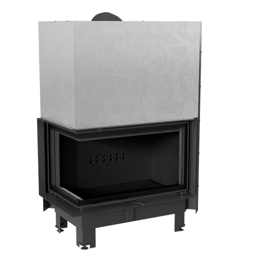 Kamineinsatz aus Stahl MBO - 15 kW Ø 200 - Stahlfront mit gebogenem Siebdruckglas