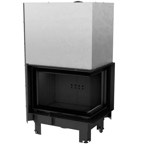 Kamineinsatz aus Stahl MBZ - 13 kW Ø 200 - Stahlfront mit gebogenem Siebdruckglas