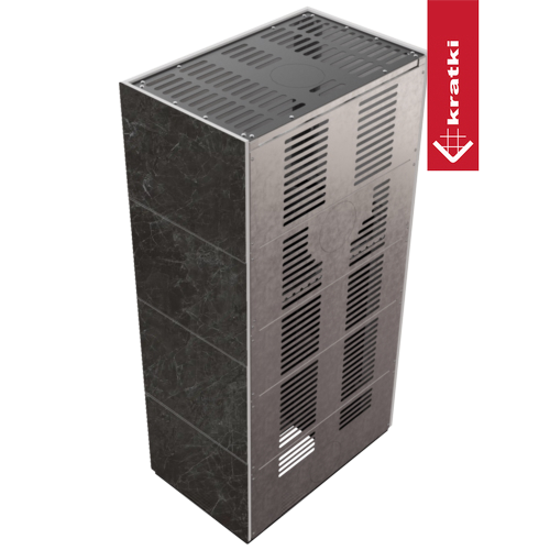 Kaminbausatz FLOKI BOX 8 kW Ø 160 Quarzsinter NATURALI NERO GRECO