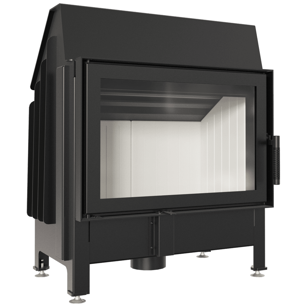 Kamineinsatz aus Stahl ZIBI rechts 11 kW Ø 180 mit Pyrolyse