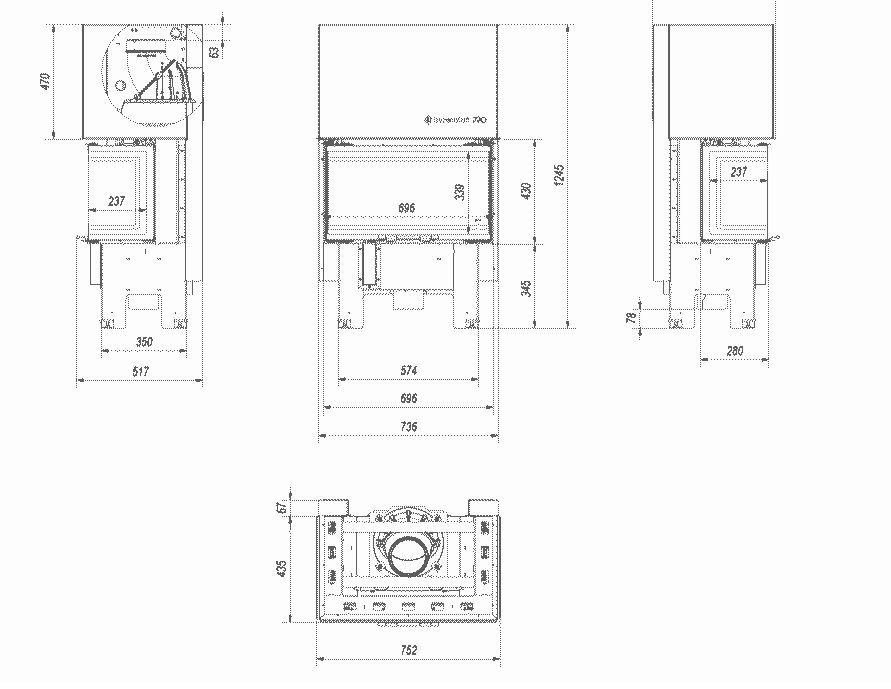 Kaminofen aus Stahl KARI 70 Ø 150 8 kW mit Türfeder