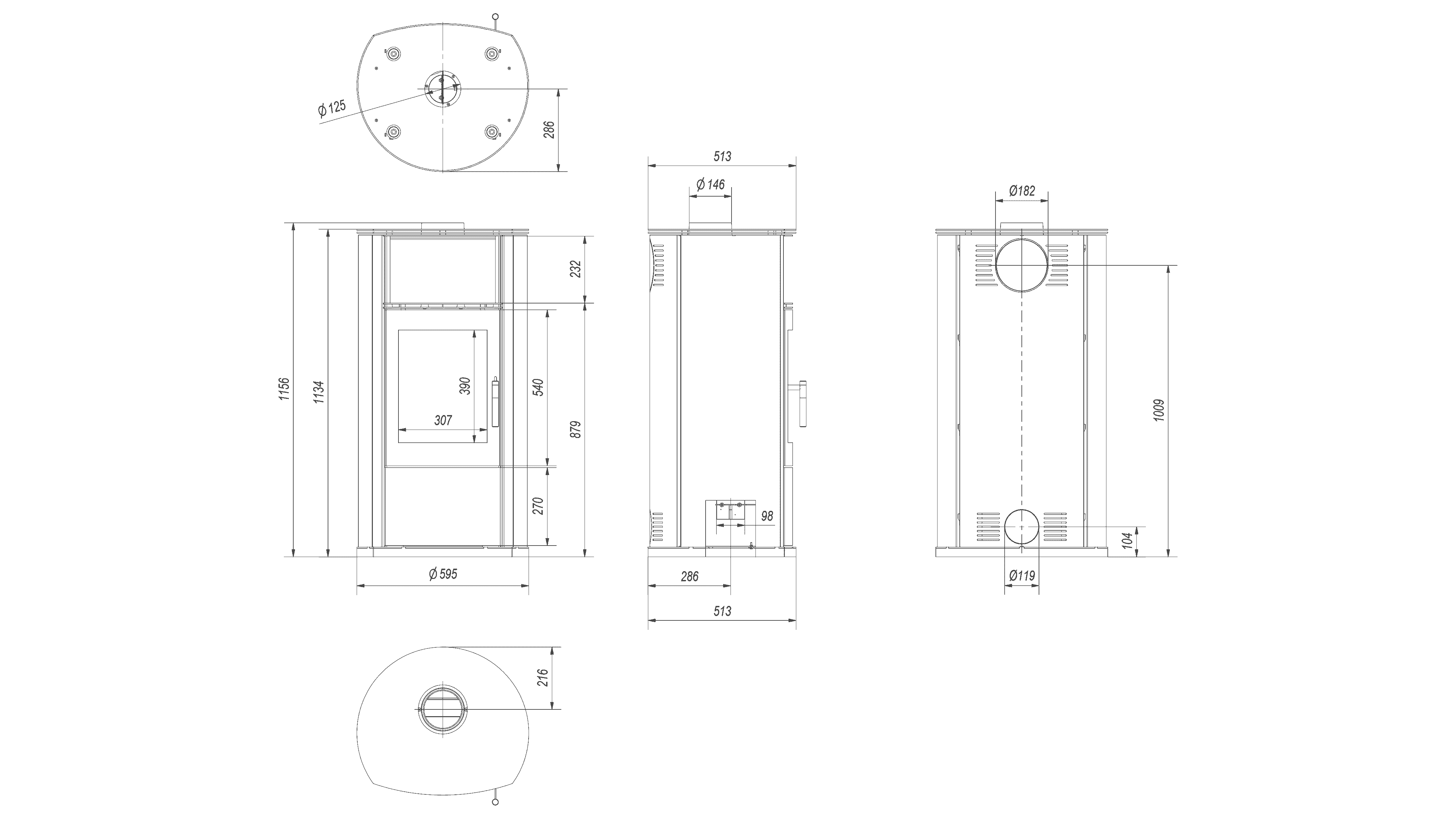 Kaminofen aus Stahl EPSILON Ø 150 8 kW