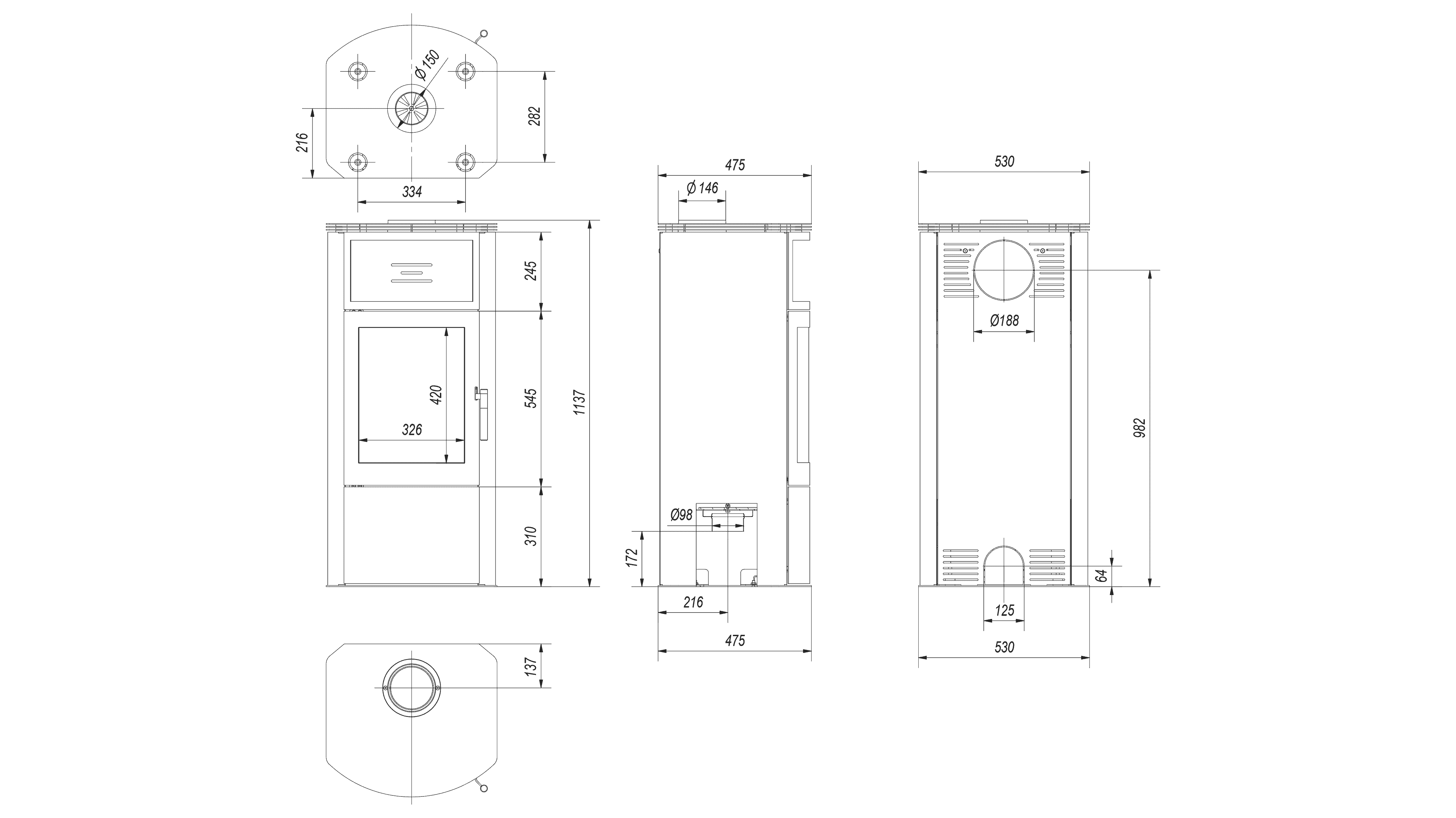 Kaminofen aus stahl TITAN Ø 150 11 kW