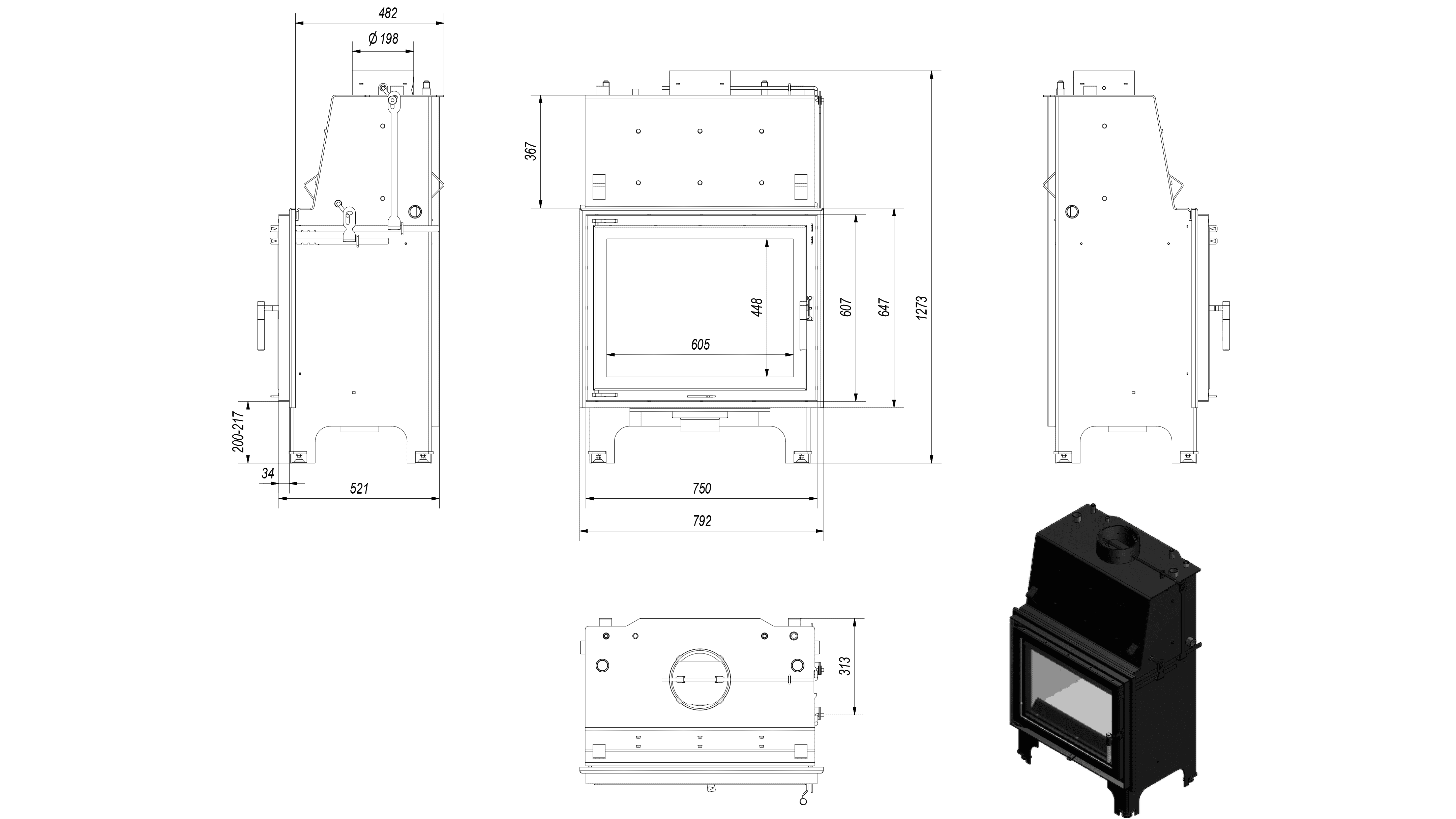 Wasserführender Kamineinsatz AQUARIO A 14 kW Ø 200