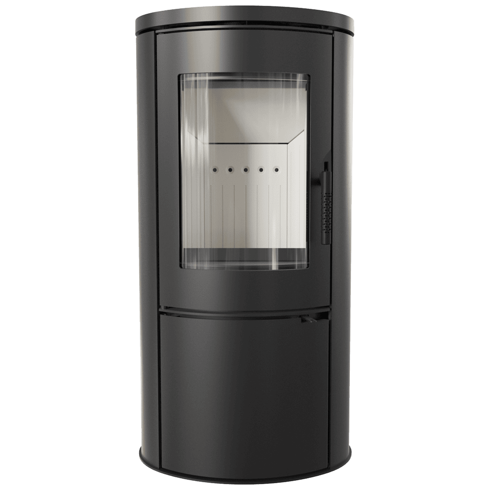 Stahl-Gusseisen Kaminofen AB Ø 150 8 kW mit Türfeder