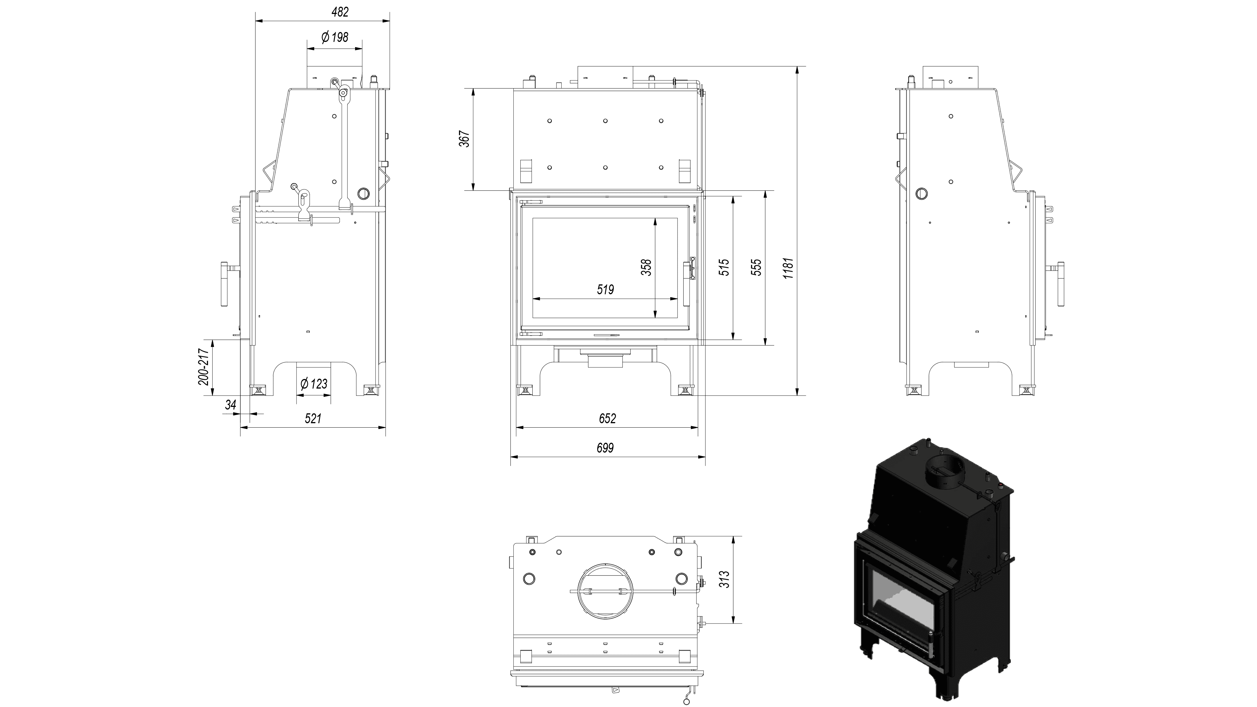 Wasserführender Kamineinsatz AQUARIO Z 10 kW Ø 200