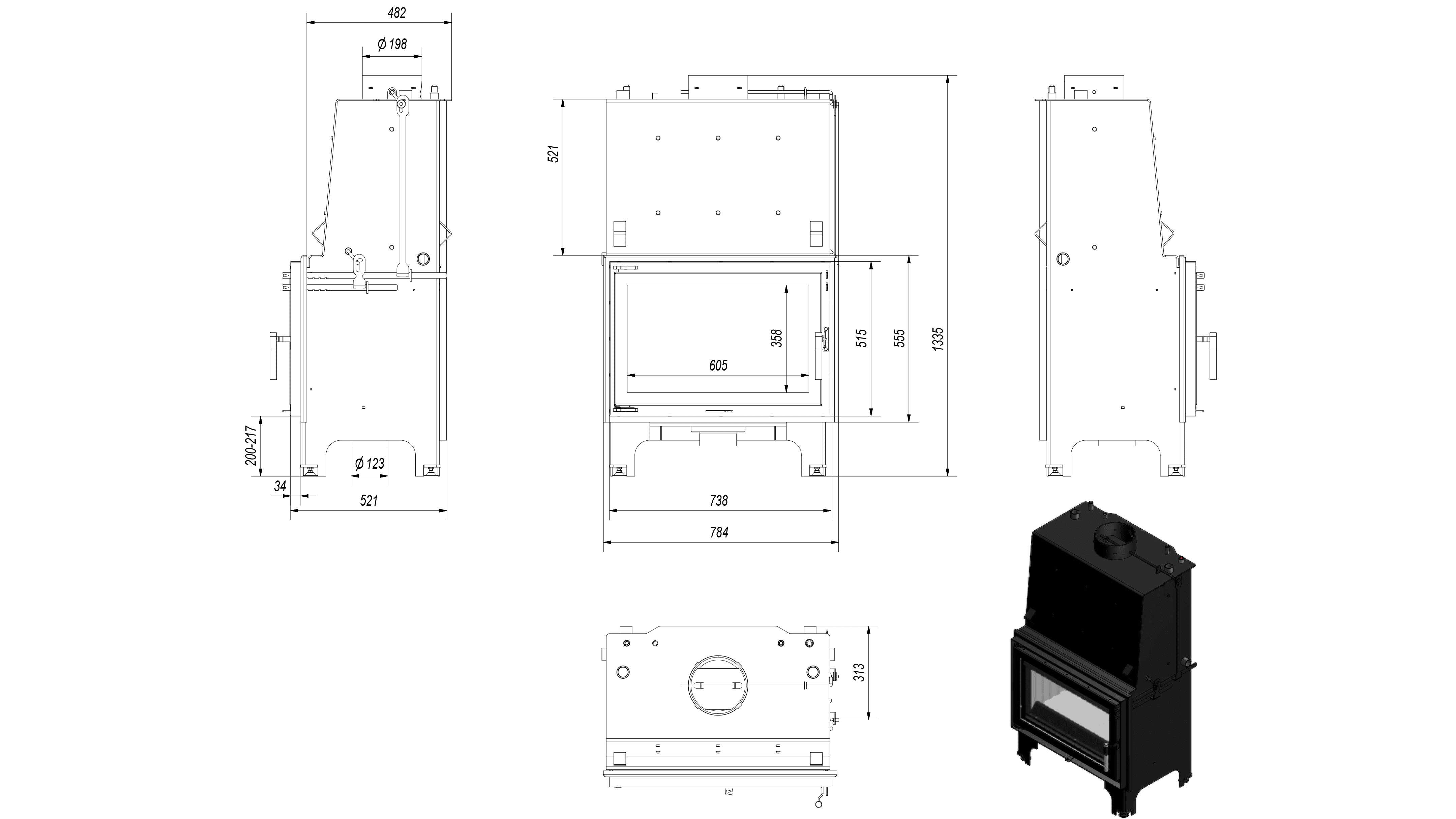 Wasserführender Kamineinsatz AQUARIO O 16 kW Ø 200