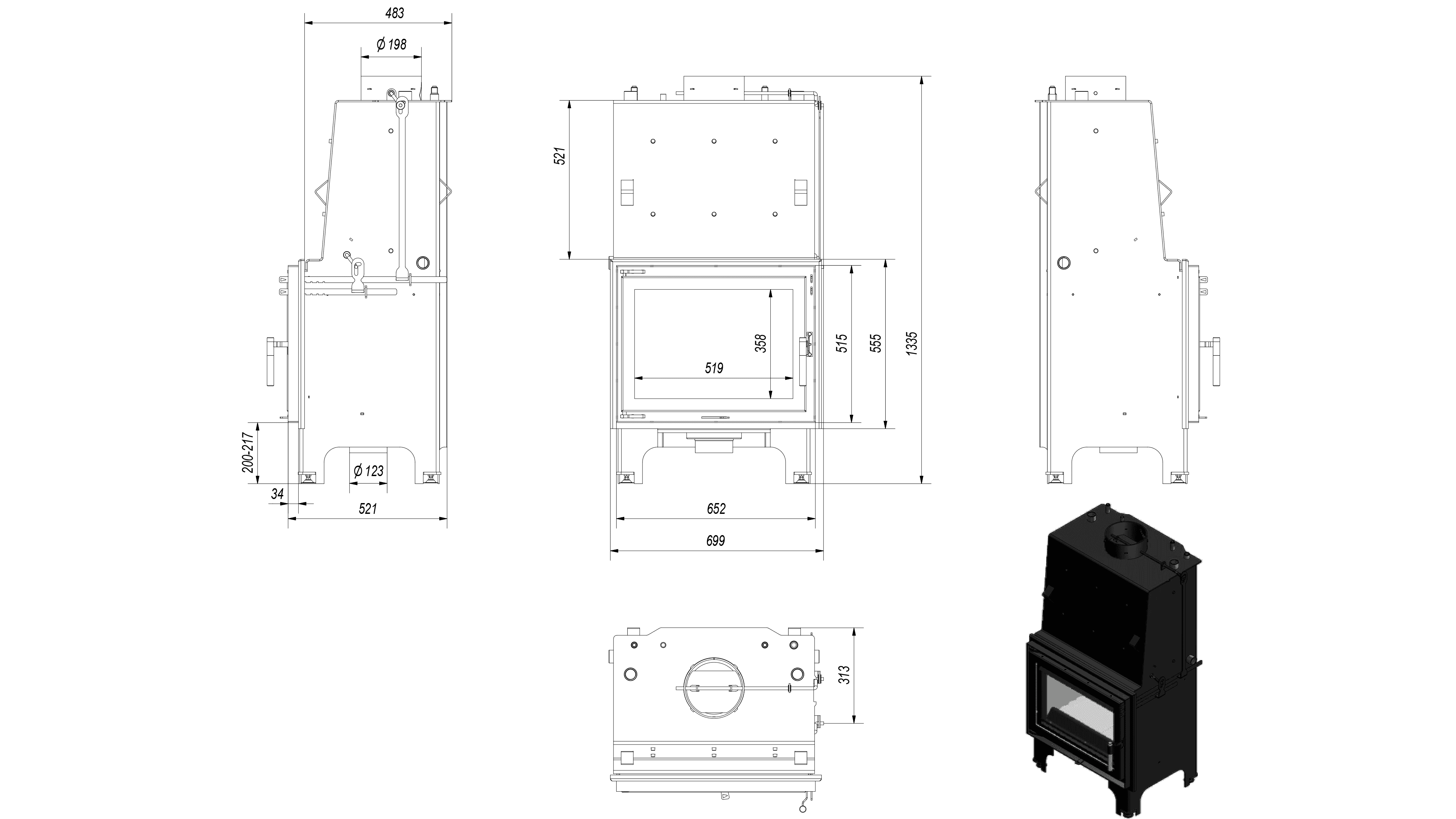 Wasserführender Kamineinsatz AQUARIO Z 14 kW Ø 200