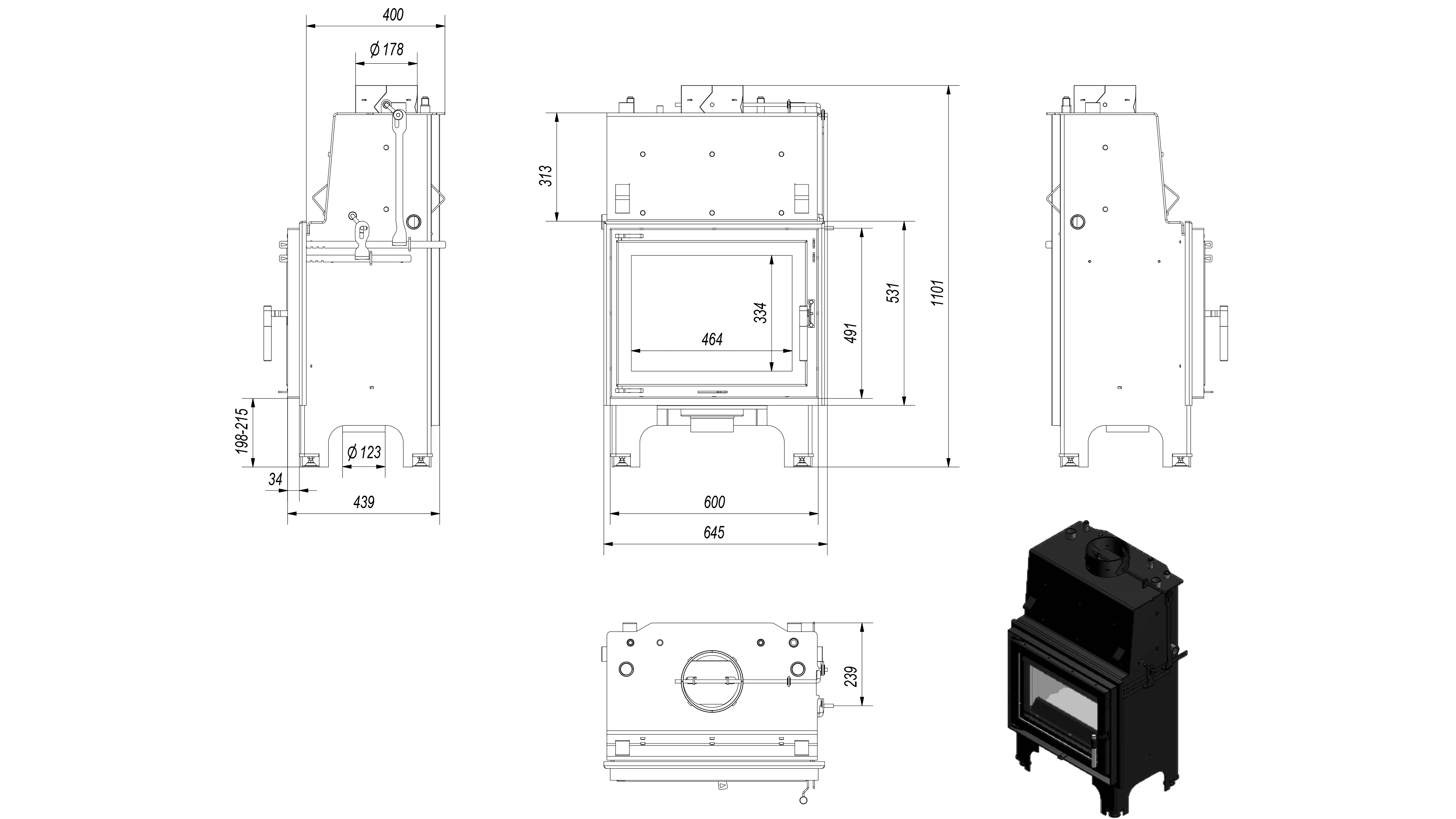 Wasserführender Kamineinsatz AQUARIO M 8 kW Ø 180