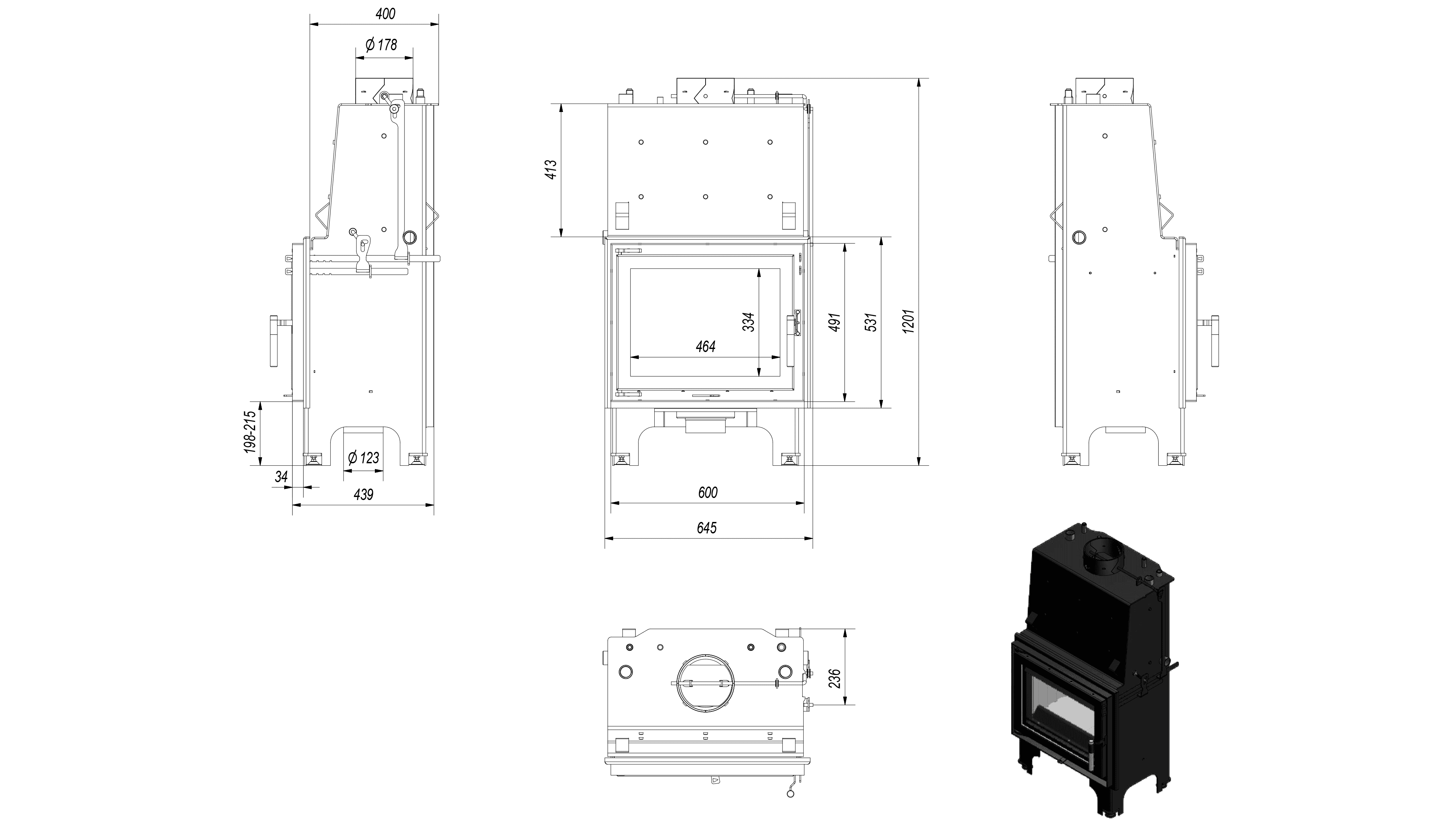 Wasserführender Kamineinsatz AQUARIO M 12 kW Ø 180