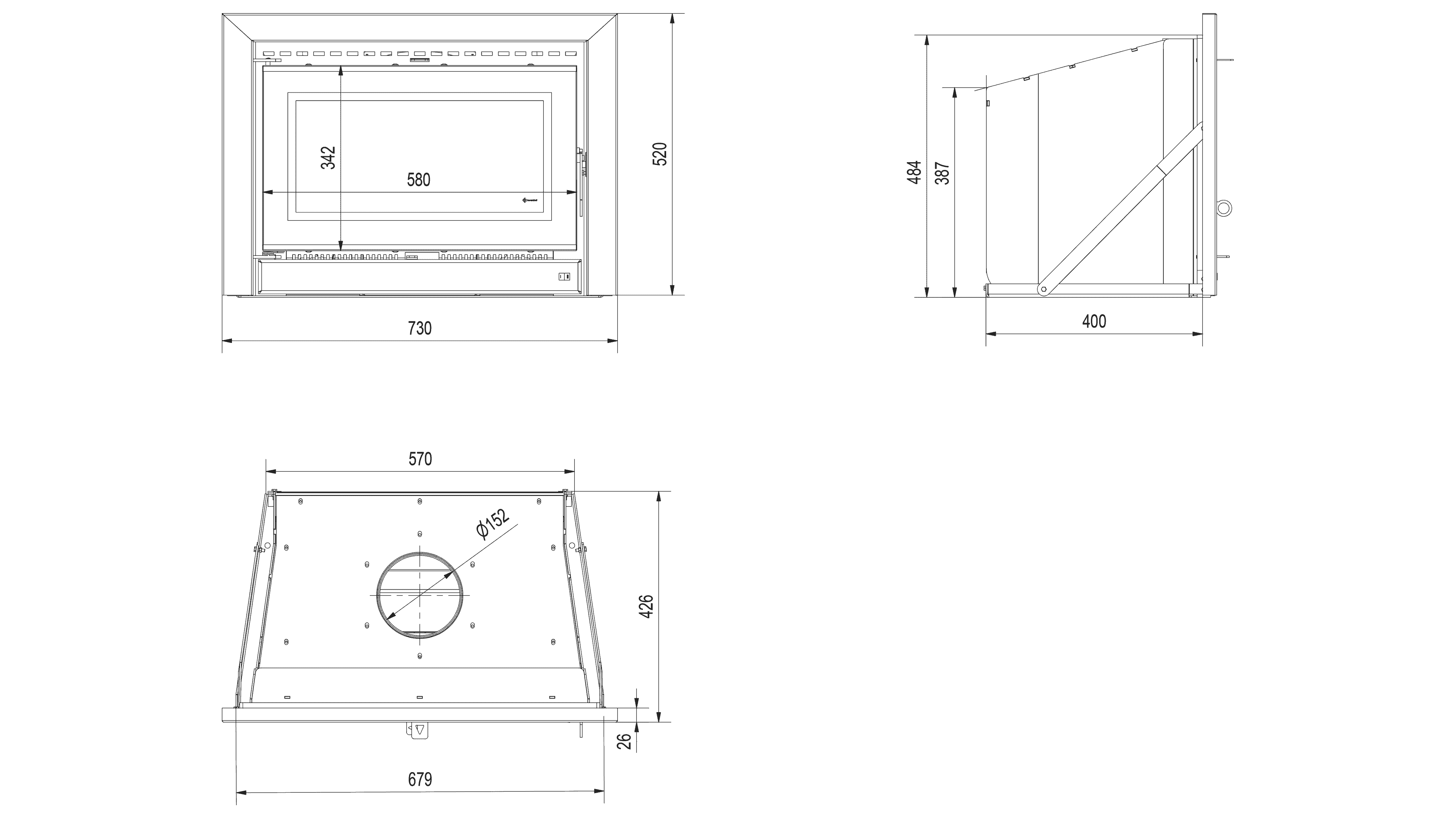 Kamin-Kassette KDZ K 6 kW Ø 160