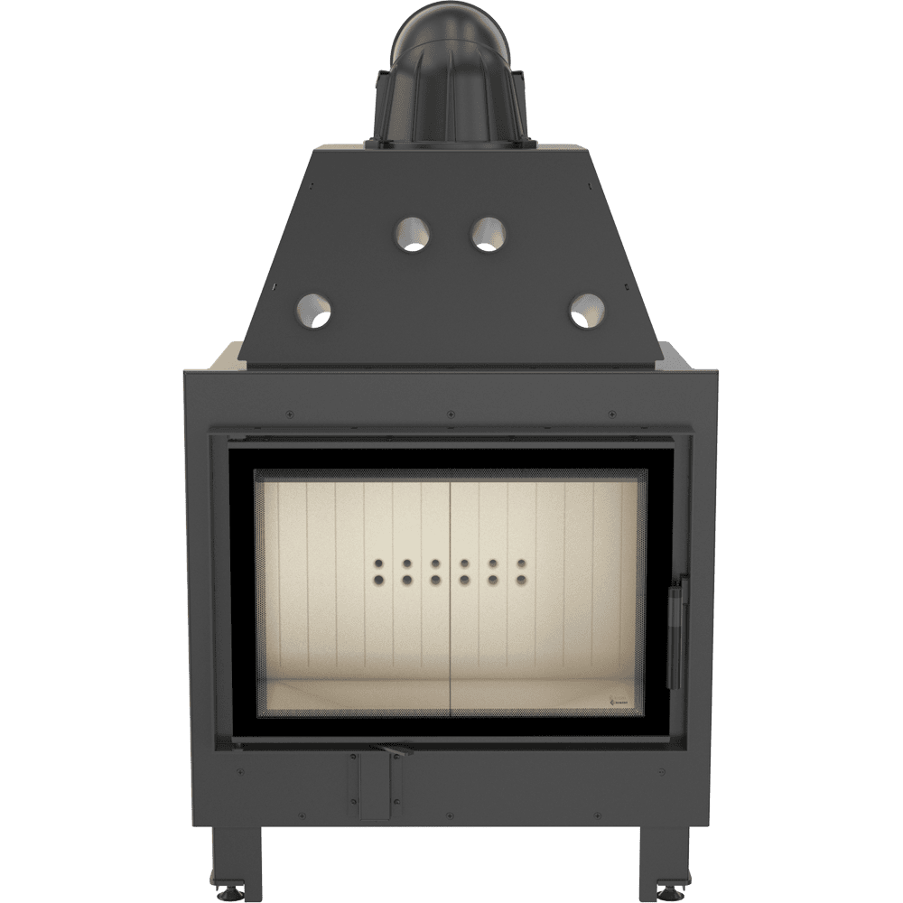 Kamineinsatz aus Stahl MBO links 15 kW Ø 200 gebogenes Glas