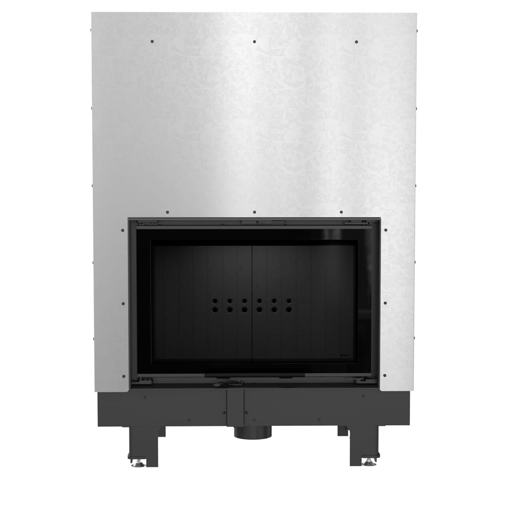 Wasserführender Kamineinsatz MBO 15 kW Ø 200 mit Schiebetür schwarz Verkleidung