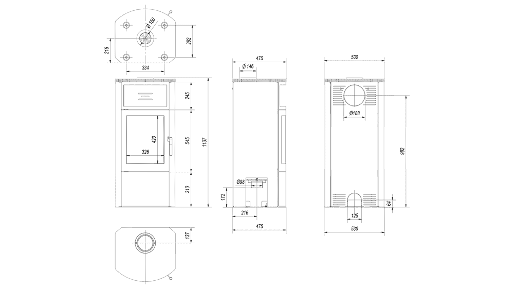 Kaminofen aus stahl TITAN Ø 150 11 kW