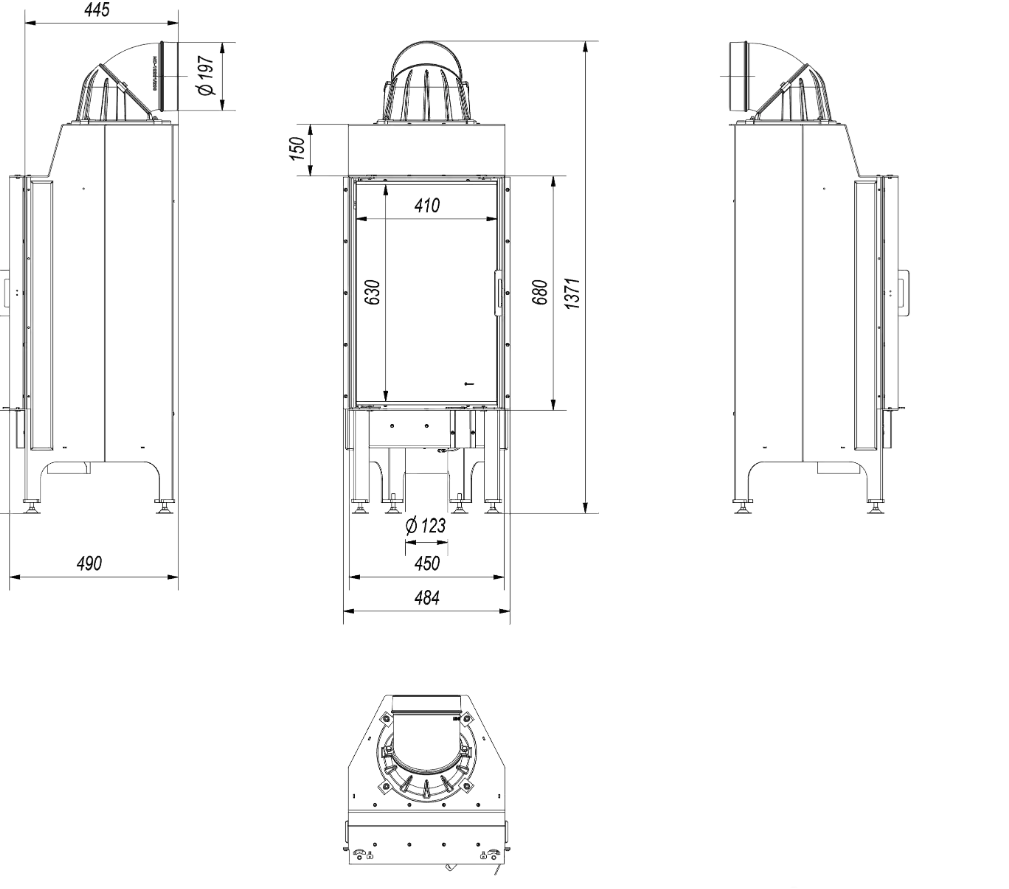 Kamineinsatz aus Stahl NADIA 9 kW Ø 200