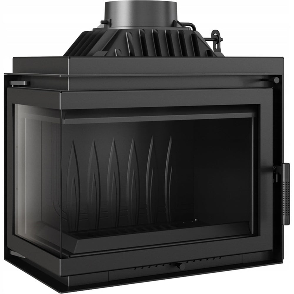 Kamineinsatz Gusseisen SIMPLE links 8 kW Ø 200 Einbausatz 1